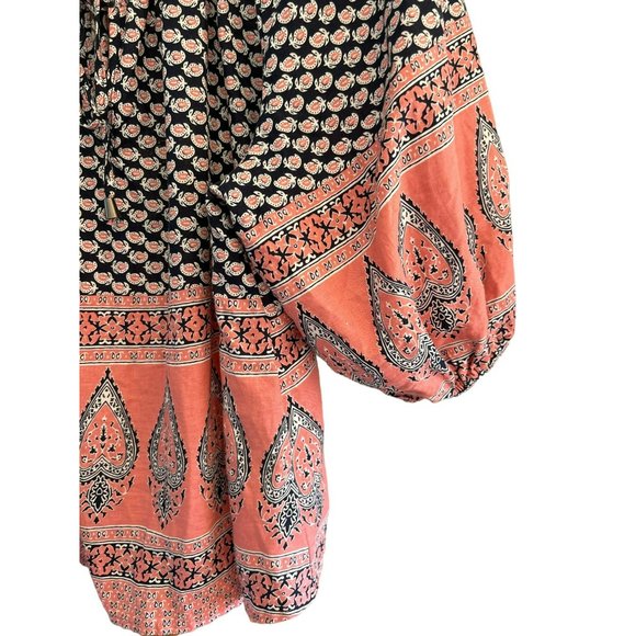 C & C California Women's Navy Blue Pink Peach Blouse Small Preppy Style Linen - Picture 3 of 5